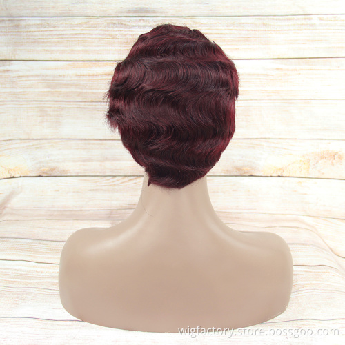Cheap human wig,women razor cut hair wigs human hair short wig,wholesale non lace machine made human hair wigs